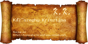 Kőszeghy Krisztina névjegykártya